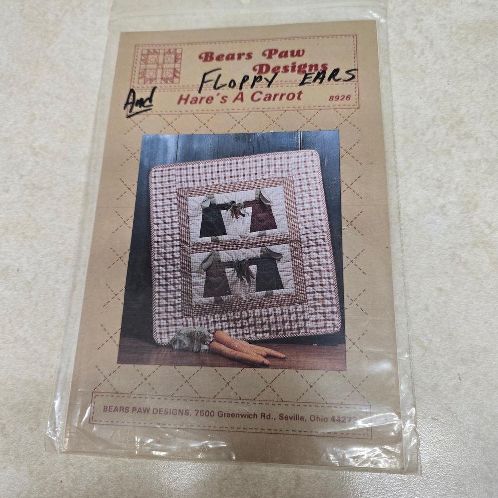 Bears Paw Designs Floppy Ears & Hare's A Carrot Quilting Patterns 8701 8926 Set